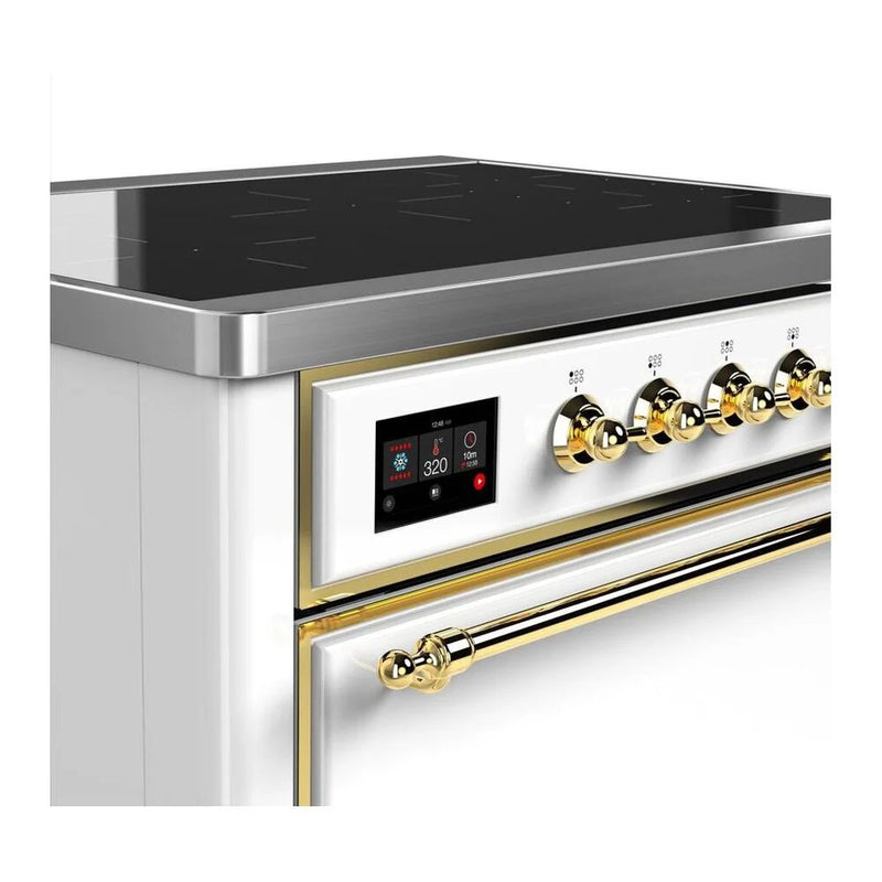 ILVE Majestic II 36" Induction Freestanding Range in White with Brass Trim, UMI09QNS3WHG