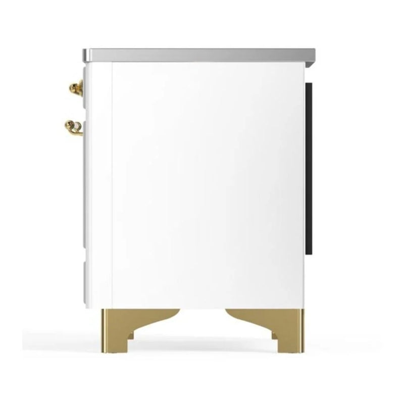 ILVE Majestic II 36" Induction Freestanding Range in White with Brass Trim, UMI09QNS3WHG
