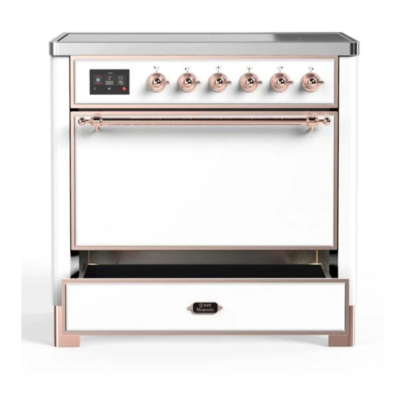 ILVE Majestic II 36" Induction Freestanding Range in White with Copper Trim, UMI09QNS3WHP