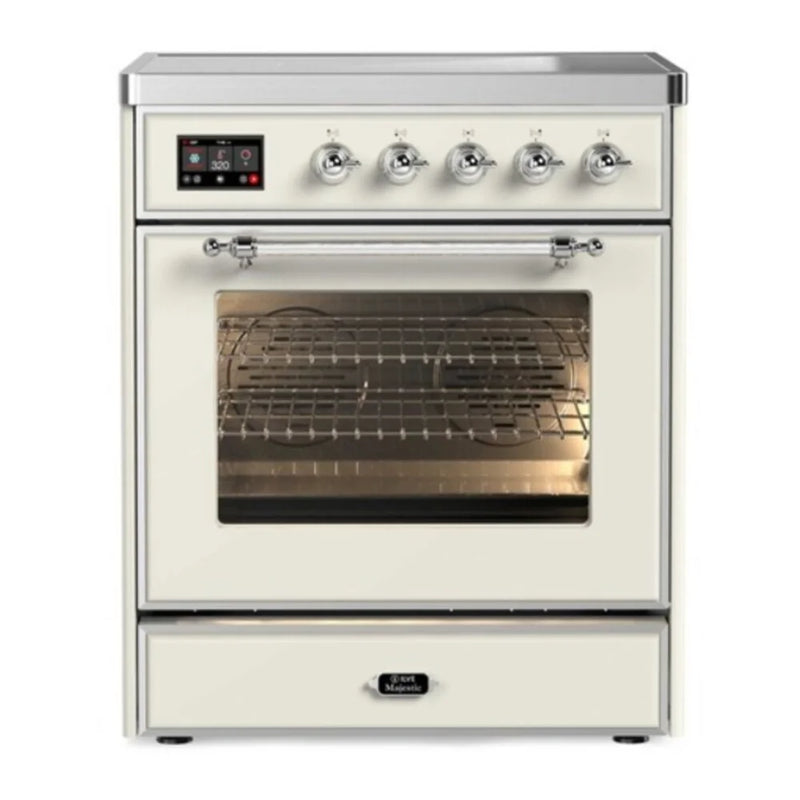 ILVE Majestic II 30" Induction Freestanding Range in Antique White with Chrome Trim, UMI30NE3AWC