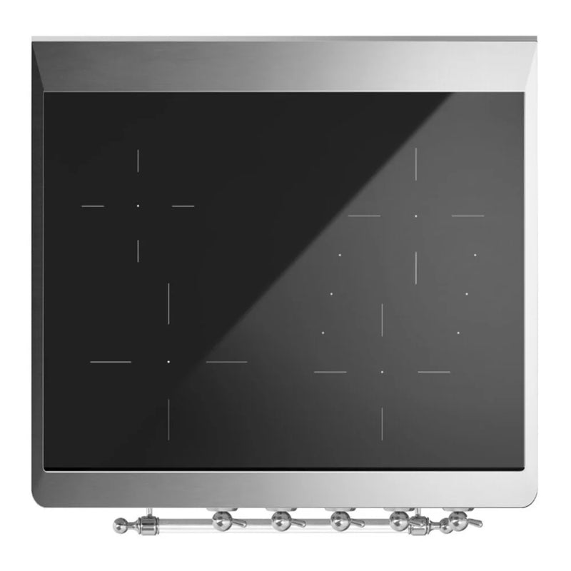 ILVE Majestic II 30" Induction Freestanding Range in Antique White with Chrome Trim, UMI30NE3AWC