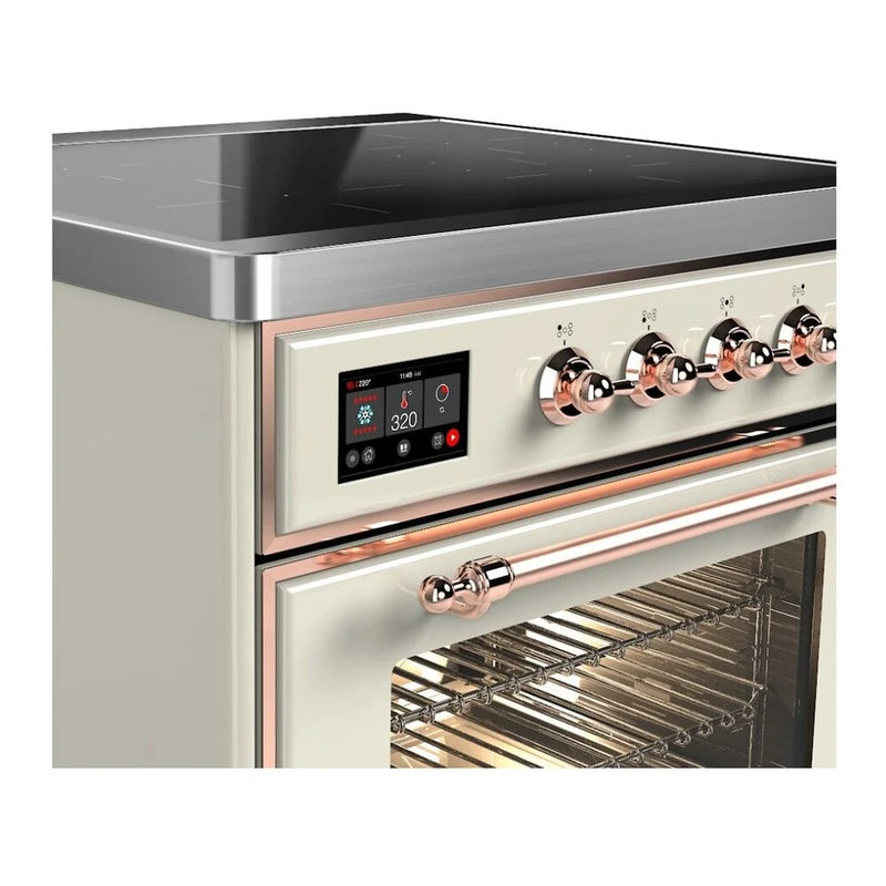 ILVE Majestic II 30" Induction Freestanding Range in Antique White with Copper Trim, UMI30NE3AWP