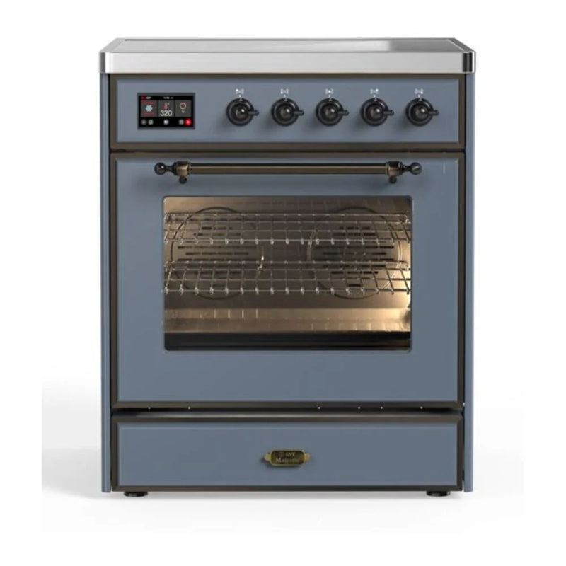 ILVE Majestic II 30" Induction Freestanding Range in Blue Grey with Burnished Trim, UMI30NE3BGB