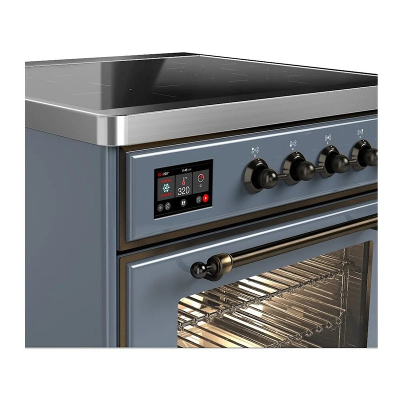 ILVE Majestic II 30" Induction Freestanding Range in Blue Grey with Burnished Trim, UMI30NE3BGB