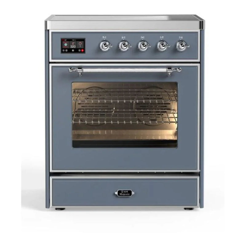 ILVE Majestic II 30" Induction Freestanding Range in Blue Grey with Chrome Trim, UMI30NE3BGC