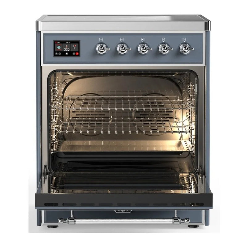 ILVE Majestic II 30" Induction Freestanding Range in Blue Grey with Chrome Trim, UMI30NE3BGC