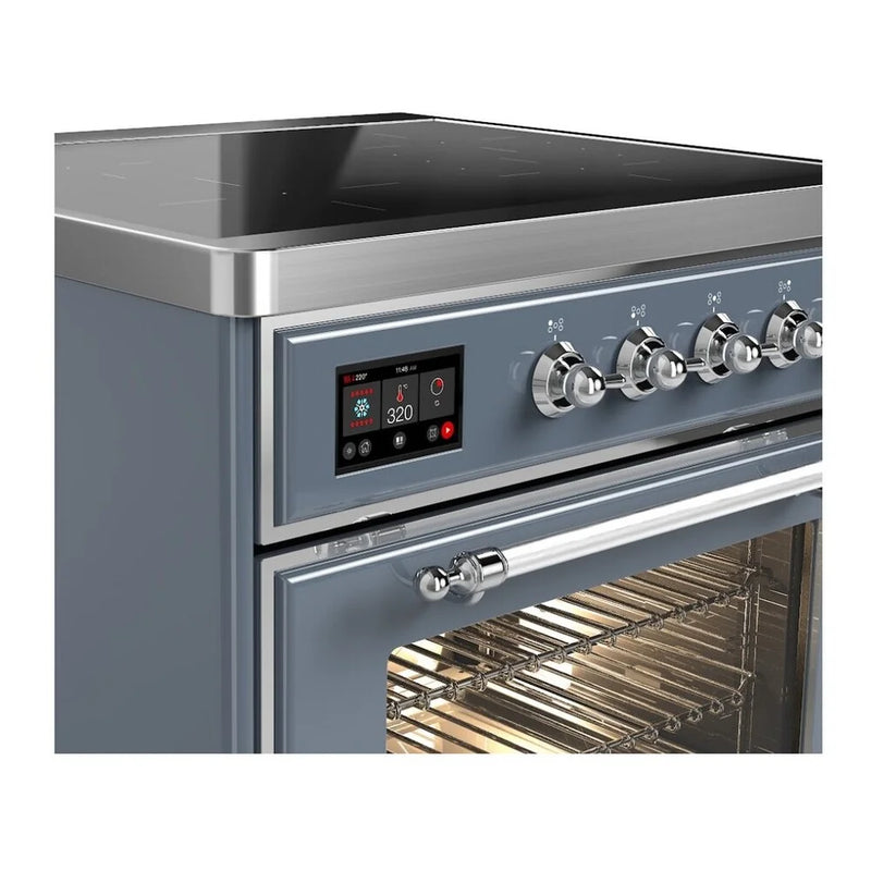 ILVE Majestic II 30" Induction Freestanding Range in Blue Grey with Chrome Trim, UMI30NE3BGC