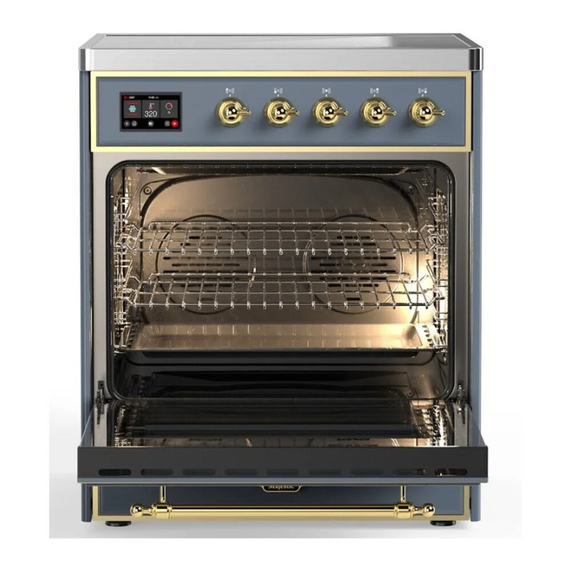 ILVE Majestic II 30" Induction Freestanding Range in Blue Grey with Brass Trim, UMI30NE3BGG