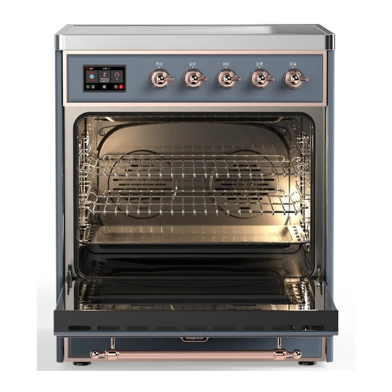 ILVE Majestic II 30" Induction Freestanding Range in Blue Grey with Copper Trim, UMI30NE3BGP