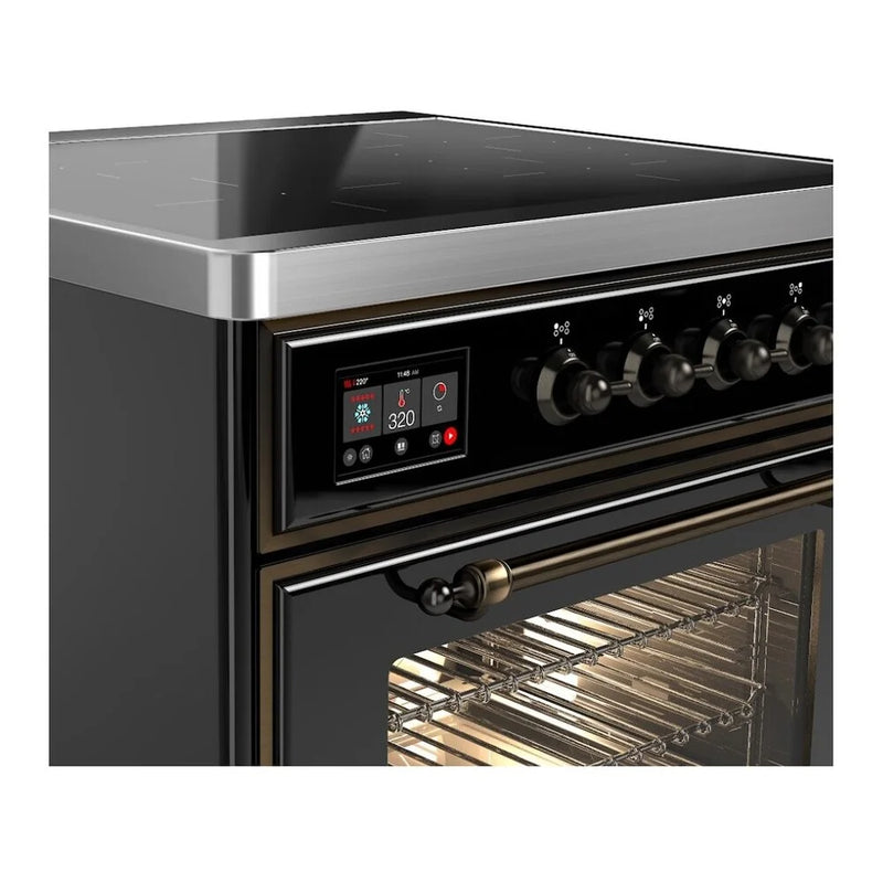 ILVE Majestic II 30" Induction Freestanding Range in Glossy Black with Burnished Trim, UMI30NE3BKB