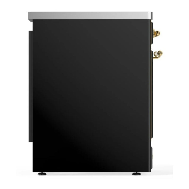 ILVE Majestic II 30" Induction Freestanding Range in Glossy Black with Brass Trim, UMI30NE3BKG