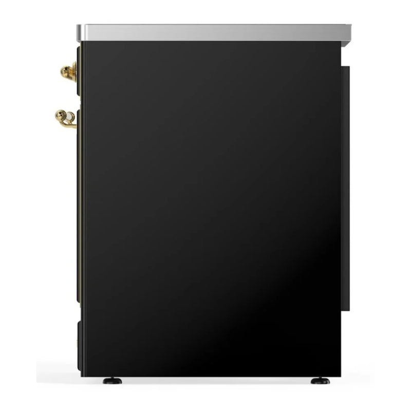 ILVE Majestic II 30" Induction Freestanding Range in Glossy Black with Brass Trim, UMI30NE3BKG