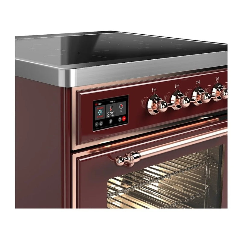 ILVE Majestic II 30" Induction Freestanding Range in Burgundy with Copper Trim, UMI30NE3BUP
