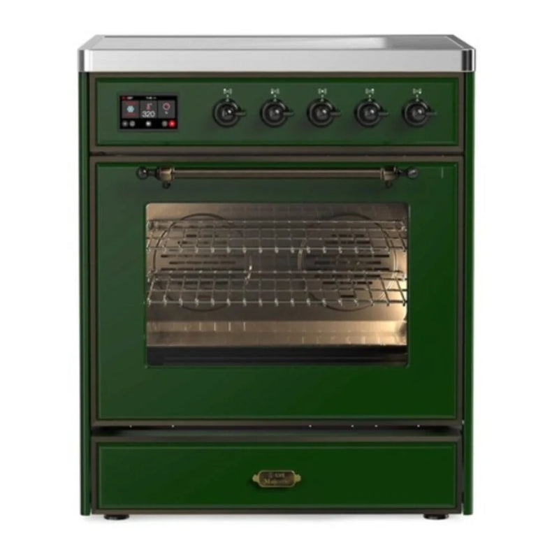 ILVE Majestic II 30" Induction Freestanding Range in Emerald Green with Burnished Trim, UMI30NE3EGB
