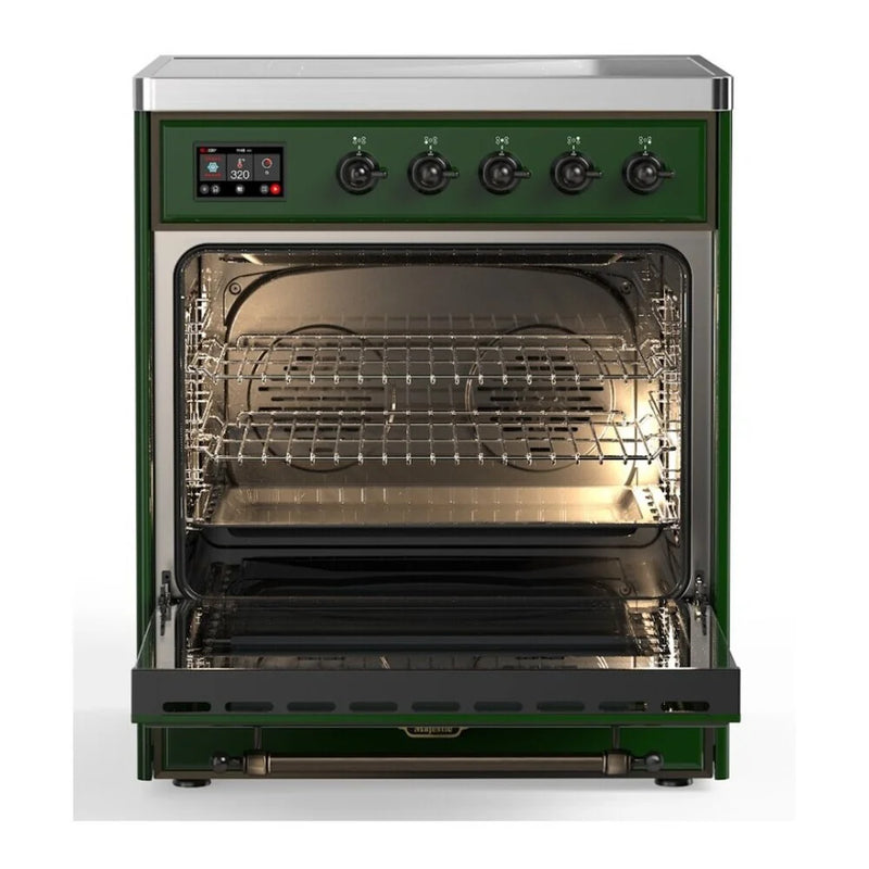 ILVE Majestic II 30" Induction Freestanding Range in Emerald Green with Burnished Trim, UMI30NE3EGB