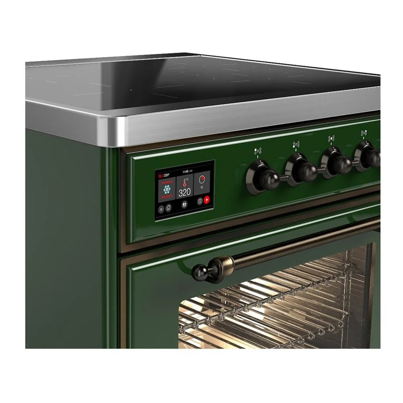 ILVE Majestic II 30" Induction Freestanding Range in Emerald Green with Burnished Trim, UMI30NE3EGB