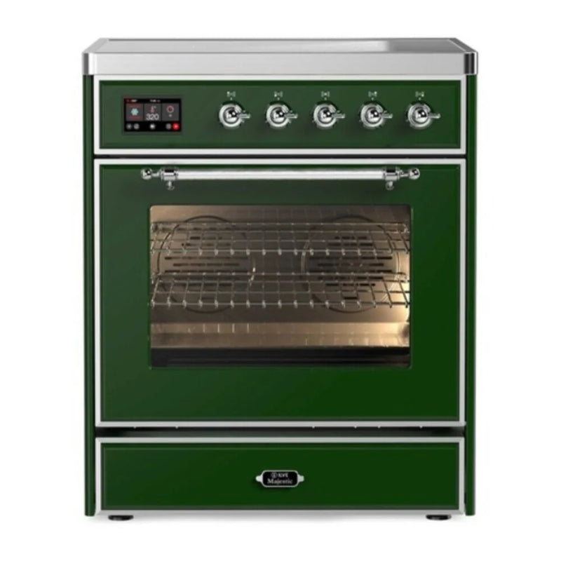 ILVE Majestic II 30" Induction Freestanding Range in Emerald Green with Chrome Trim, UMI30NE3EGC