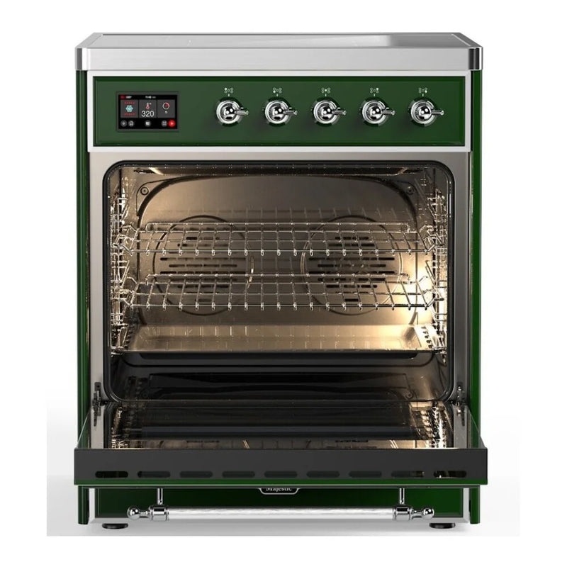 ILVE Majestic II 30" Induction Freestanding Range in Emerald Green with Chrome Trim, UMI30NE3EGC