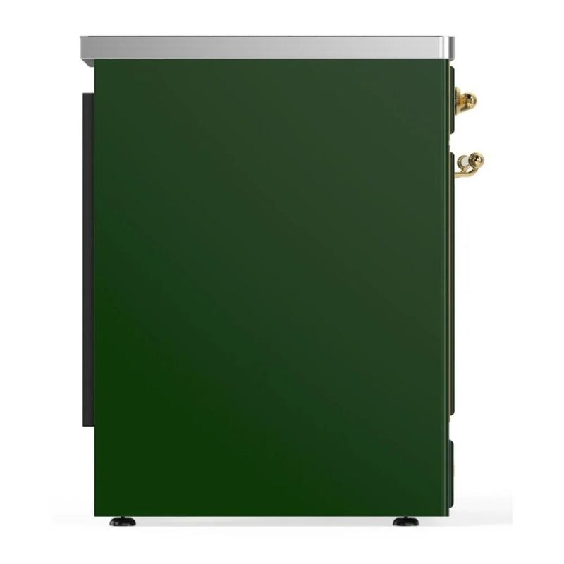 ILVE Majestic II 30" Induction Freestanding Range in Emerald Green with Brass Trim, UMI30NE3EGG