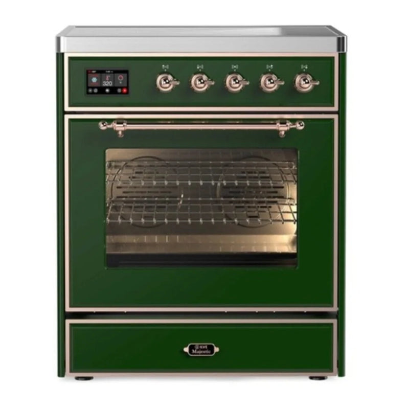ILVE Majestic II 30" Induction Freestanding Range in Emerald Green with Copper Trim, UMI30NE3EGP