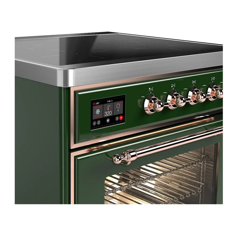 ILVE Majestic II 30" Induction Freestanding Range in Emerald Green with Copper Trim, UMI30NE3EGP