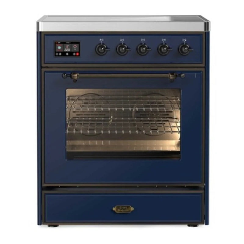 ILVE Majestic II 30" Induction Freestanding Range in Midnight Blue with Burnished Trim, UMI30NE3MBB