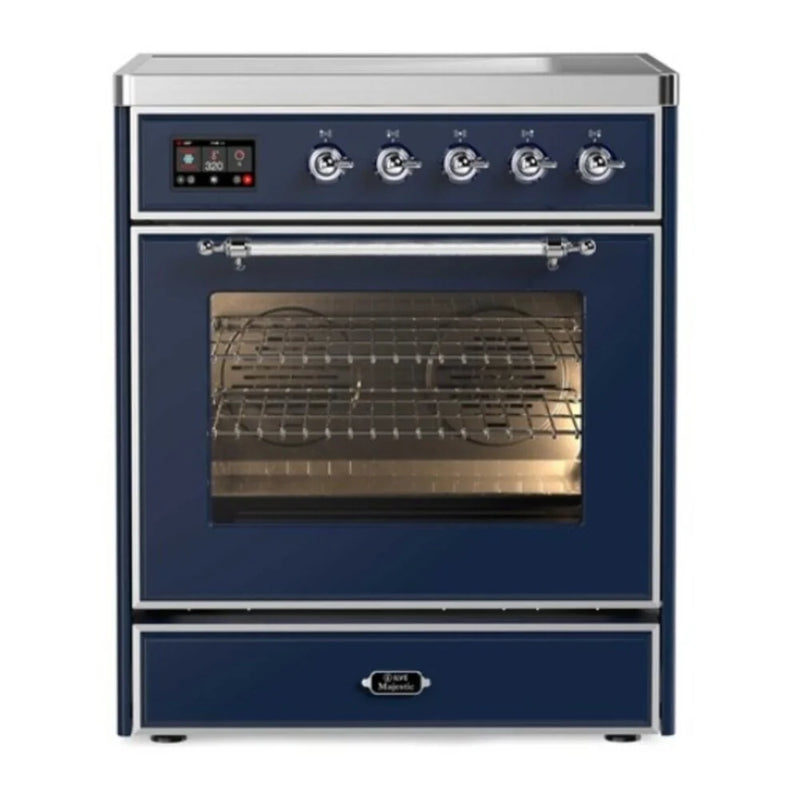 ILVE Majestic II 30" Induction Freestanding Range in Midnight Blue with Chrome Trim, UMI30NE3MBC