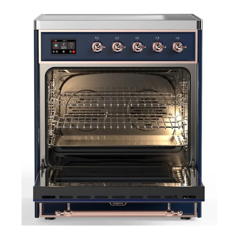 ILVE Majestic II 30" Electric Freestanding Range in Midnight Blue with Copper Trim, UMI30NE3MBP