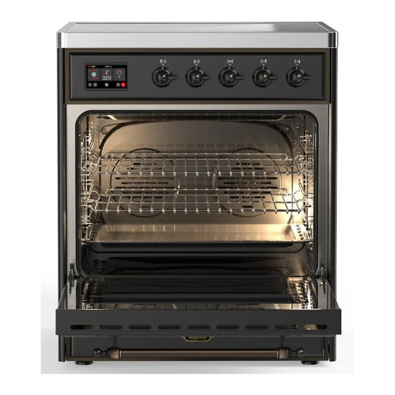 ILVE Majestic II 30" Induction Freestanding Range in Graphite Matte with Burnished Trim, UMI30NE3MGB