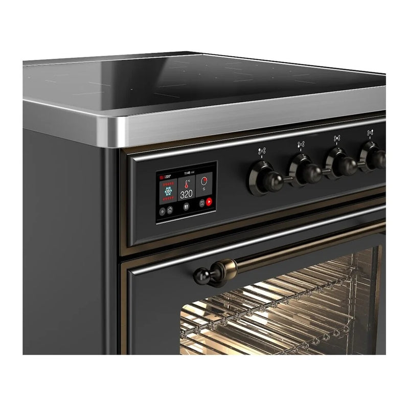 ILVE Majestic II 30" Induction Freestanding Range in Graphite Matte with Burnished Trim, UMI30NE3MGB
