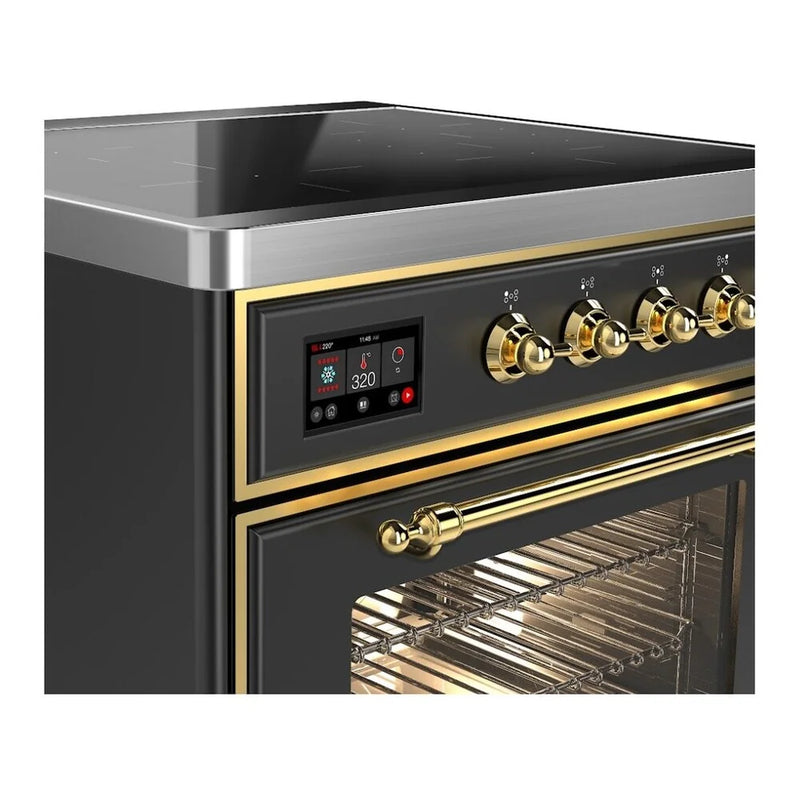 ILVE Majestic II 30" Induction Freestanding Range in Graphite Matte with Brass Trim, UMI30NE3MGG
