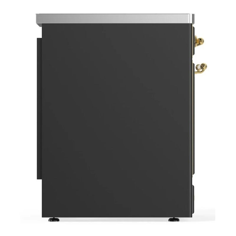 ILVE Majestic II 30" Induction Freestanding Range in Graphite Matte with Brass Trim, UMI30NE3MGG