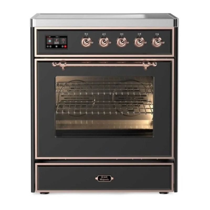 ILVE Majestic II 30" Induction Freestanding Range in Graphite Matte with Copper Trim, UMI30NE3MGP
