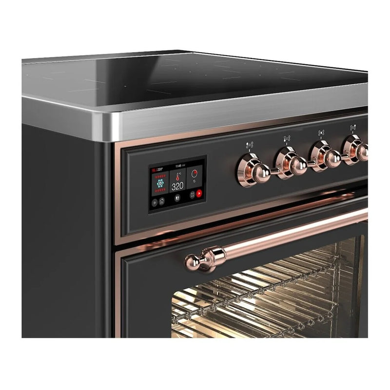 ILVE Majestic II 30" Induction Freestanding Range in Graphite Matte with Copper Trim, UMI30NE3MGP
