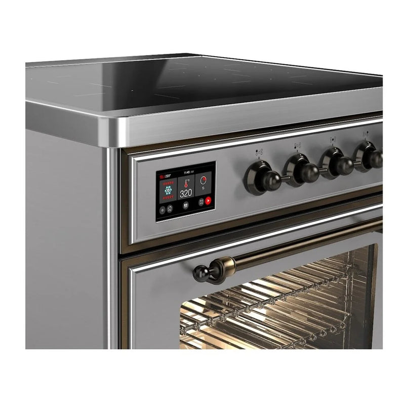 ILVE Majestic II 30" Induction Freestanding Range in Stainless Steel with Burnished Trim, UMI30NE3SSB