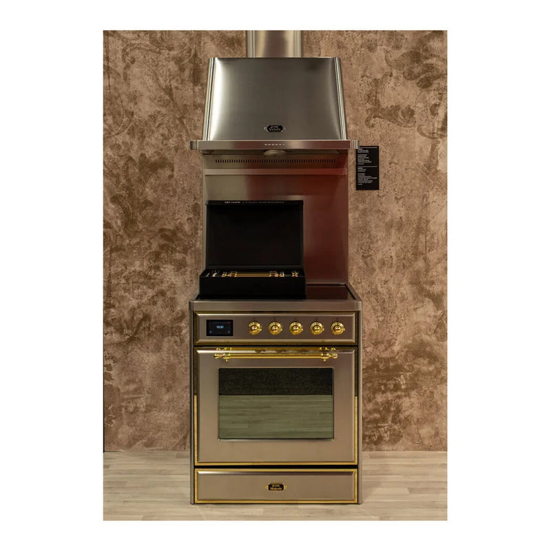 ILVE Majestic II 30" Induction Freestanding Range in Stainless Steel with Brass Trim, UMI30NE3SSG