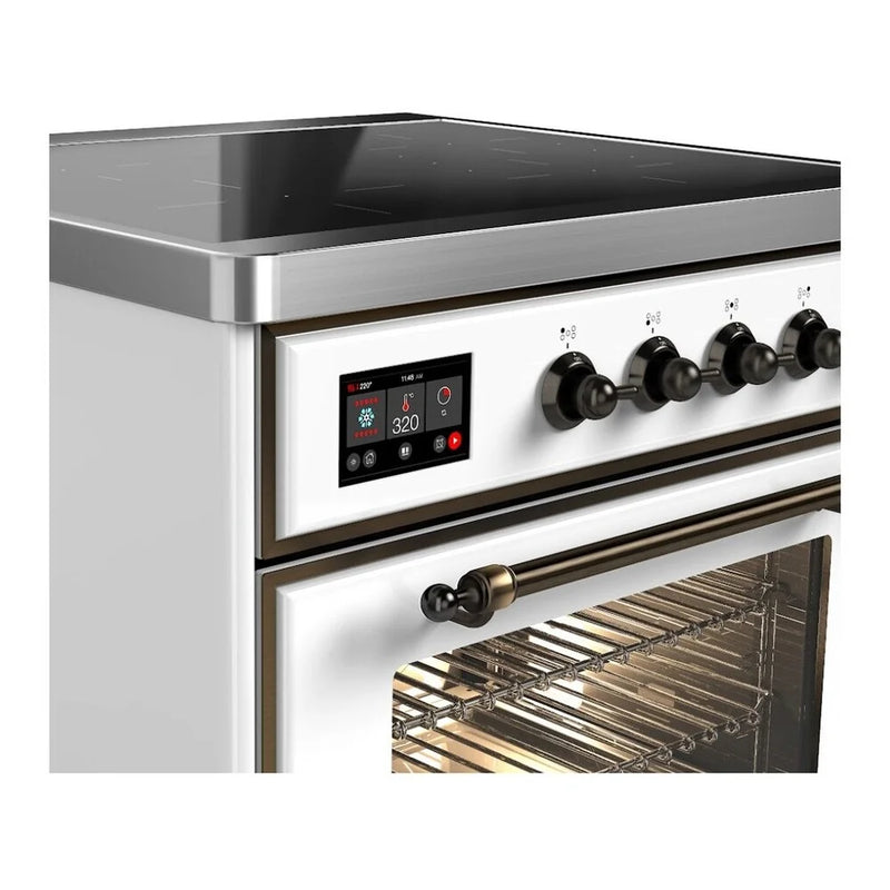 ILVE Majestic II 30" Induction Freestanding Range in White with Burnished Trim, UMI30NE3WHB