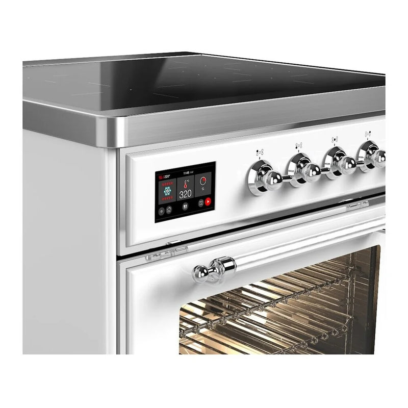 ILVE Majestic II 30" Induction Freestanding Range in White with Chrome Trim, UMI30NE3WHC