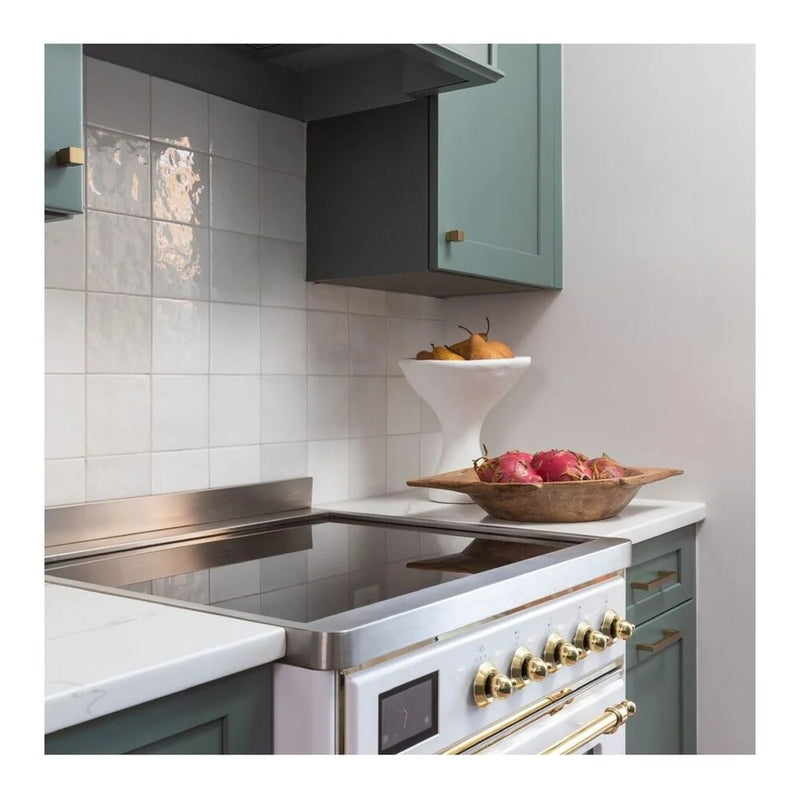 ILVE Majestic II 30" Induction Freestanding Range in White with Brass Trim, UMI30NE3WHG