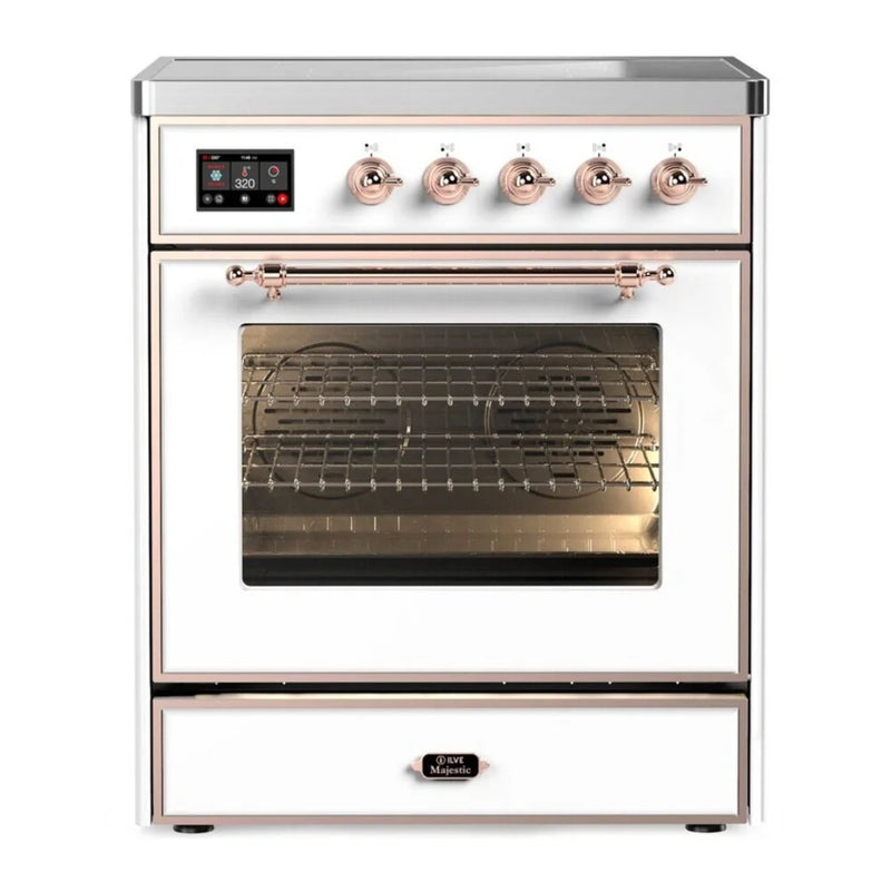 ILVE Majestic II 30" Induction Freestanding Range in White with Copper Trim, UMI30NE3WHP