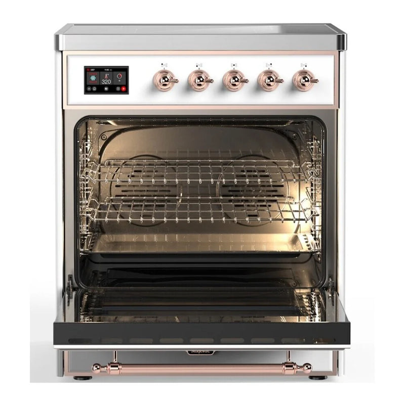 ILVE Majestic II 30" Induction Freestanding Range in White with Copper Trim, UMI30NE3WHP