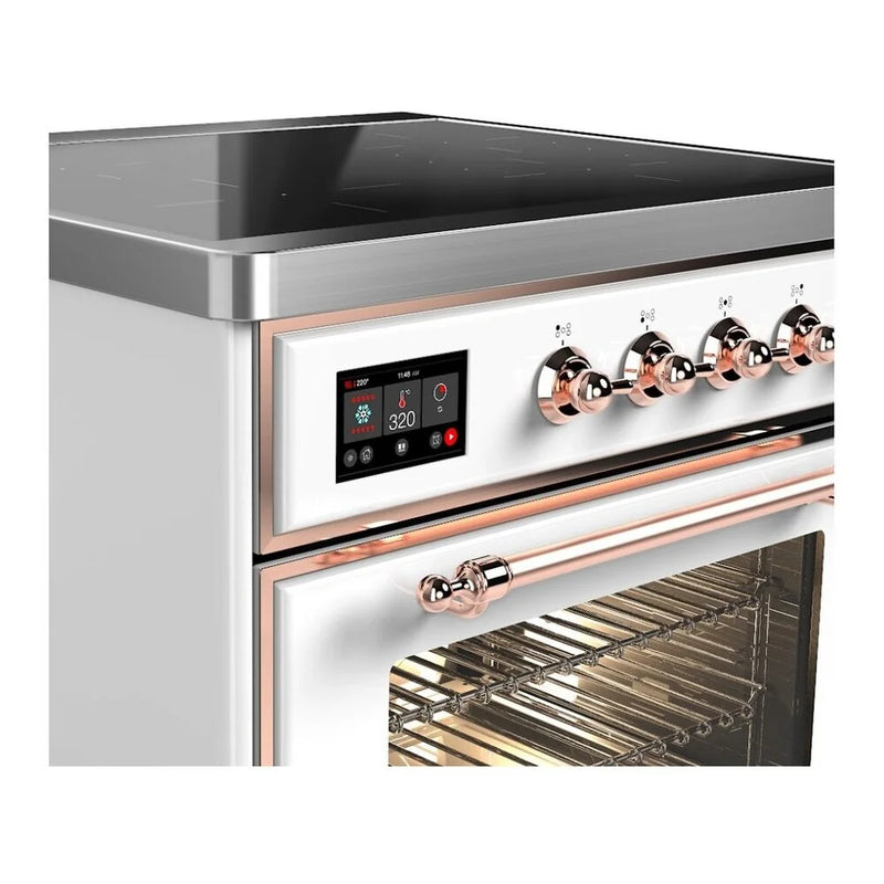 ILVE Majestic II 30" Induction Freestanding Range in White with Copper Trim, UMI30NE3WHP