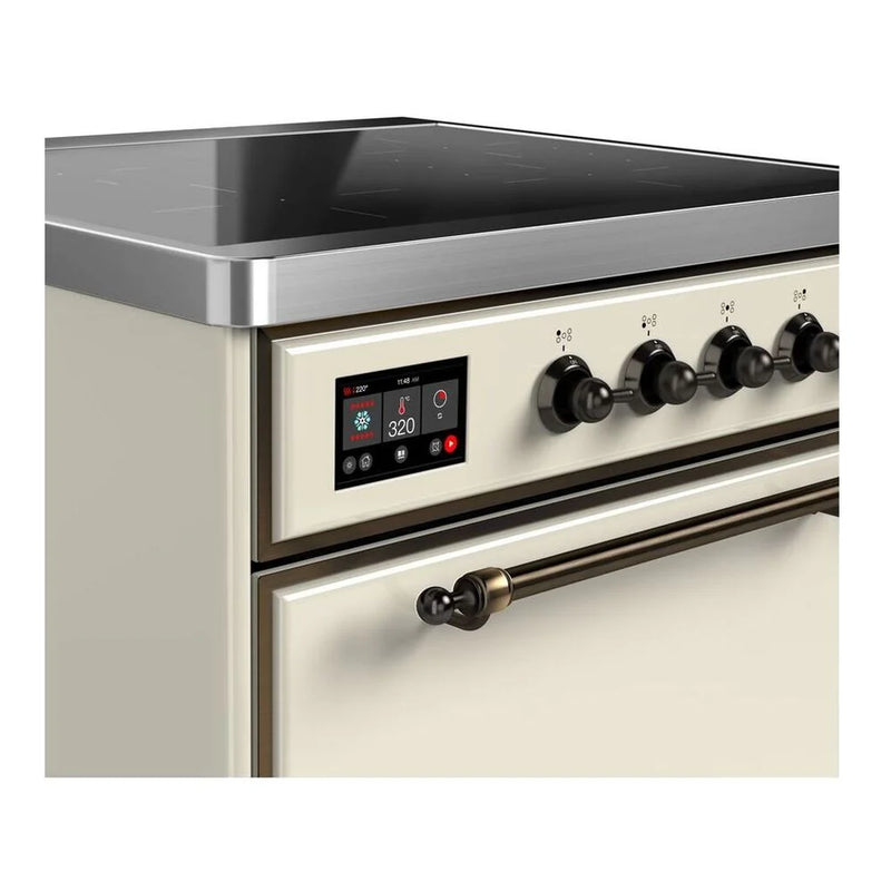 ILVE Majestic II 30" Induction Freestanding Range in Antique White with Burnished Trim, UMI30QNE3AWB