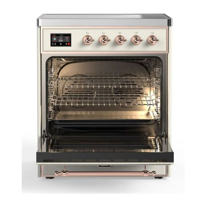 ILVE Majestic II 30" Induction Freestanding Range in Antique White with Copper Trim, UMI30QNE3AWP