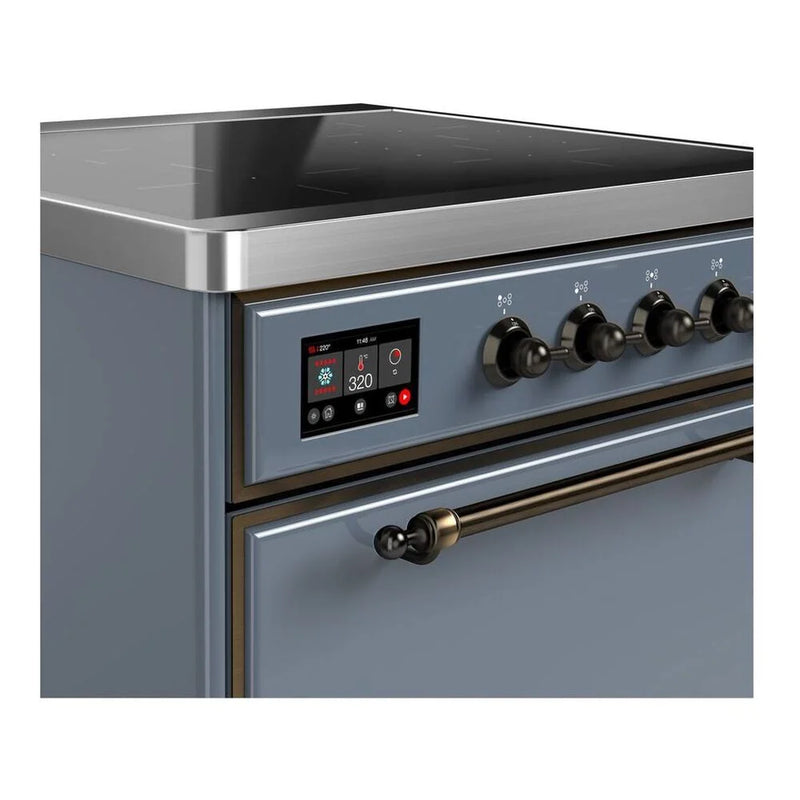 ILVE Majestic II 30" Induction Freestanding Range in Blue Grey with Burnished Trim, UMI30QNE3BGB