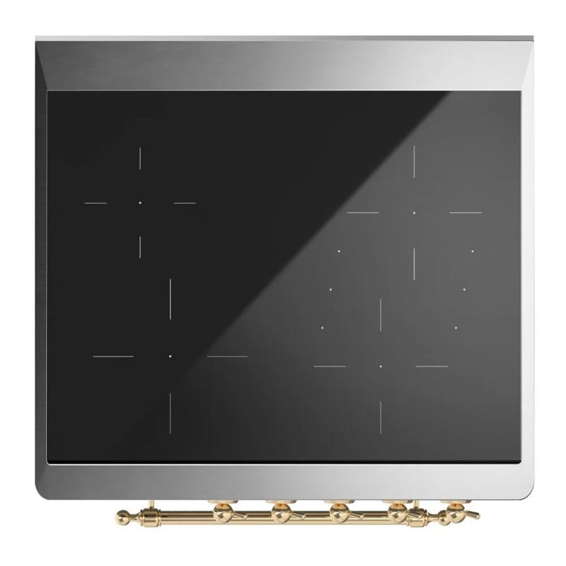 ILVE Majestic II 30" Induction Freestanding Range in Blue Grey with Brass Trim, UMI30QNE3BGG