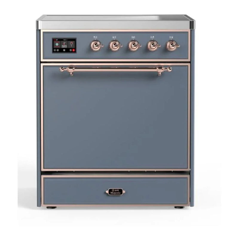 ILVE Majestic II 30" Induction Freestanding Range in Blue Grey with Copper Trim, UMI30QNE3BGP
