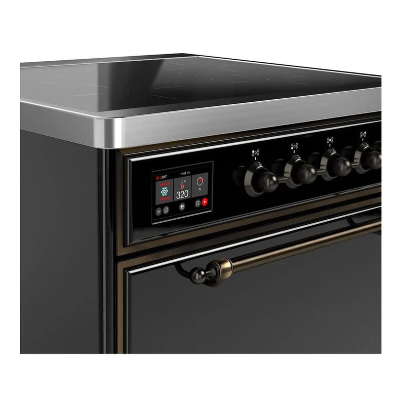 ILVE Majestic II 30" Induction Freestanding Range in Glossy Black with Burnished Trim, UMI30QNE3BKB