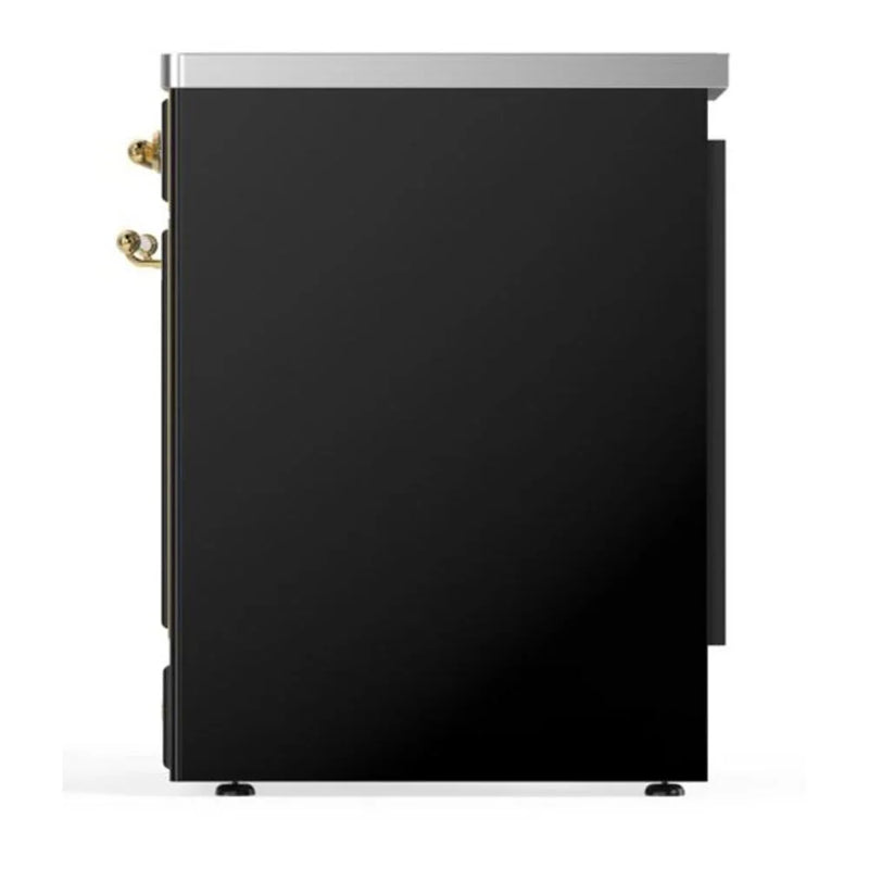 ILVE Majestic II 30" Induction Freestanding Range in Glossy Black with Brass Trim, UMI30QNE3BKG