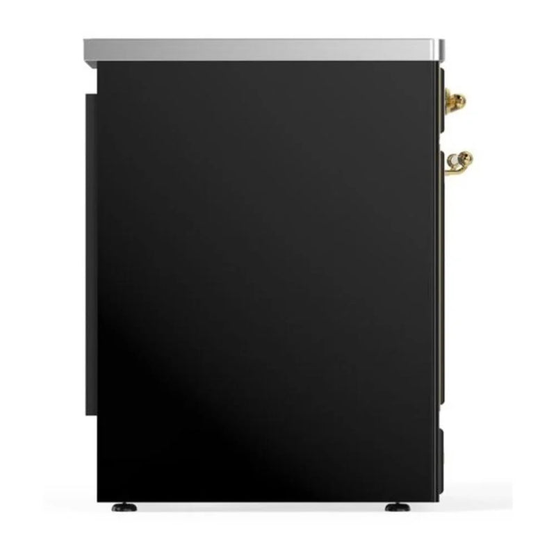 ILVE Majestic II 30" Induction Freestanding Range in Glossy Black with Brass Trim, UMI30QNE3BKG